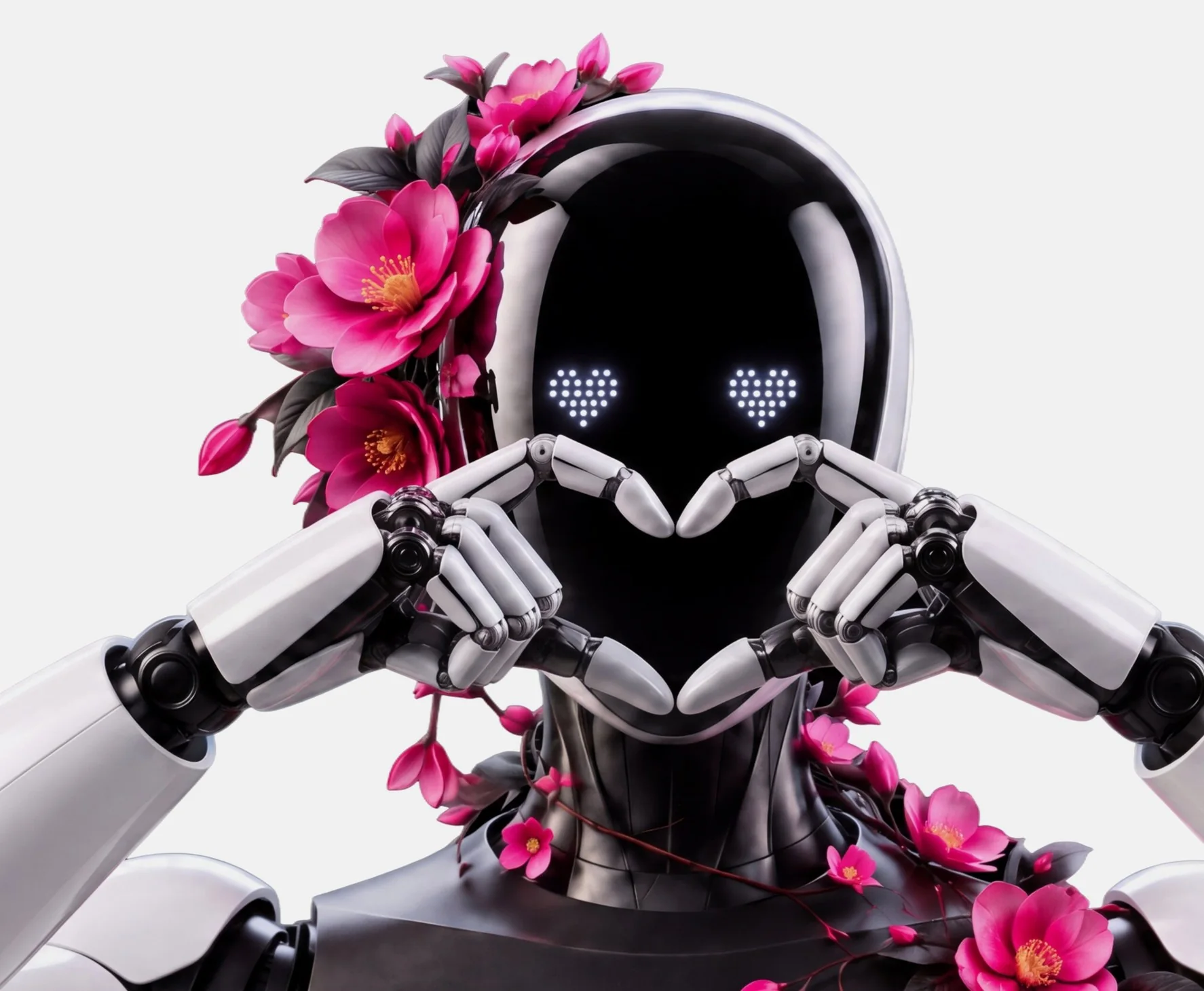 Ember robot forming a heart with its hands